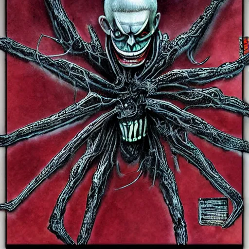 Image similar to fractal spider joker by giger