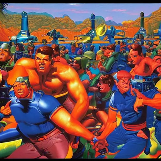 Prompt: power games, artwork by greg hildebrandt. vibrant colors. inspired by war games movie