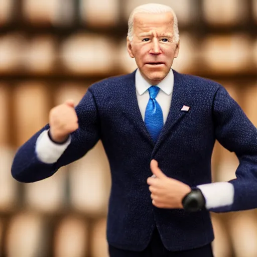 Prompt: joe biden action figure, high resolution product photography