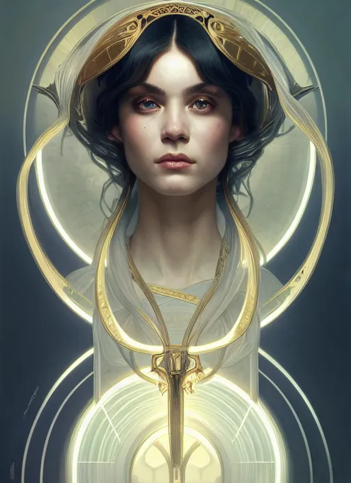 Image similar to symmetry!! portrait of beautiful pallas athena, mithology, intricate, highly detailed, dynamic lighting, digital art, digital painting, artstation, wlop, sharp focus, illustration, art by artgerm and greg rutkowski and alphonse mucha, 8 k