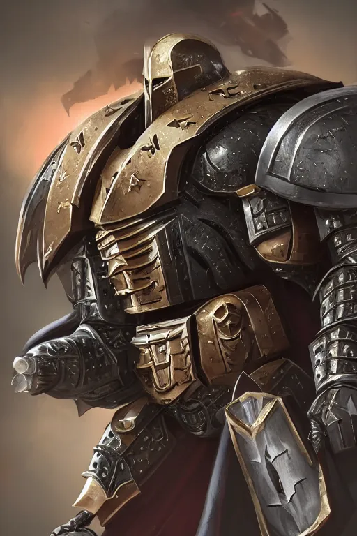 Image similar to armor portrait heros batman warhammer 4 0 k horus heresy fanart - the primarchs emperor by johannes helgeson animated with vfx concept artist & illustrator global illumination ray tracing hdr fanart arstation zbrush central hardmesh 8 k octane renderer comics stylized