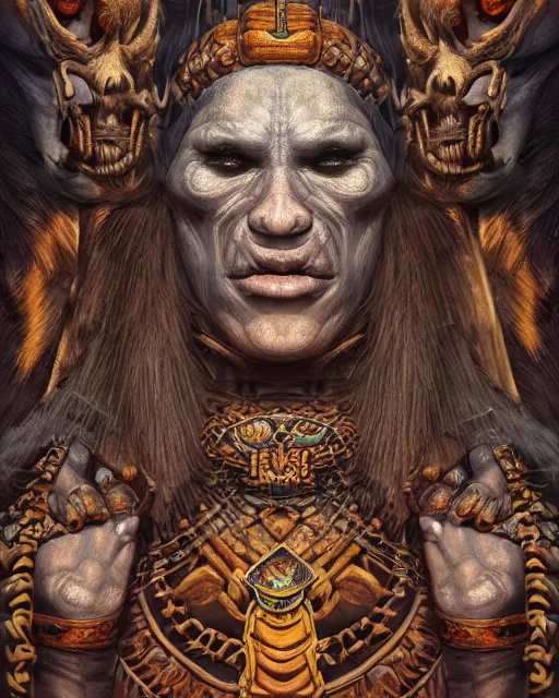 Prompt: digital painting of uku pacha, the incan underworld, by filipe pagliuso and justin gerard, symmetric, fantasy, realistic, highly detailed, realistic, intricate, sharp focus, tarot card, portrait