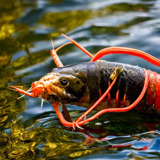 Image similar to fish eating a crayfish