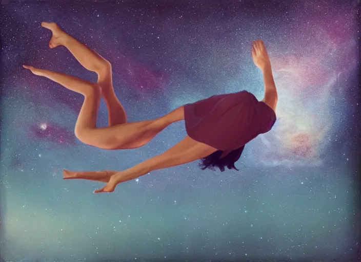 Prompt: falling girl into the cosmos, kieth thomsen