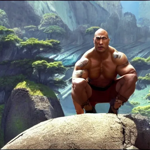 Image similar to Dwayne Johnson is The Boulder!, Avatar: The Last Airbender!, cinematic shot