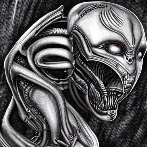 Image similar to Alien Elon Musk, Giger inspired