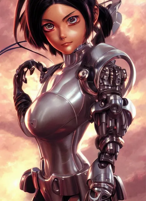 Prompt: ( battle angel alita ) cover, featuring a beautiful girl!! by stanley artgerm lau