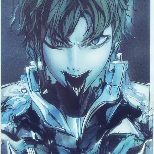 Prompt: Jack Frost from the Shin Megami Tensei series, drawn by Yoji Shinkawa, highly detailed