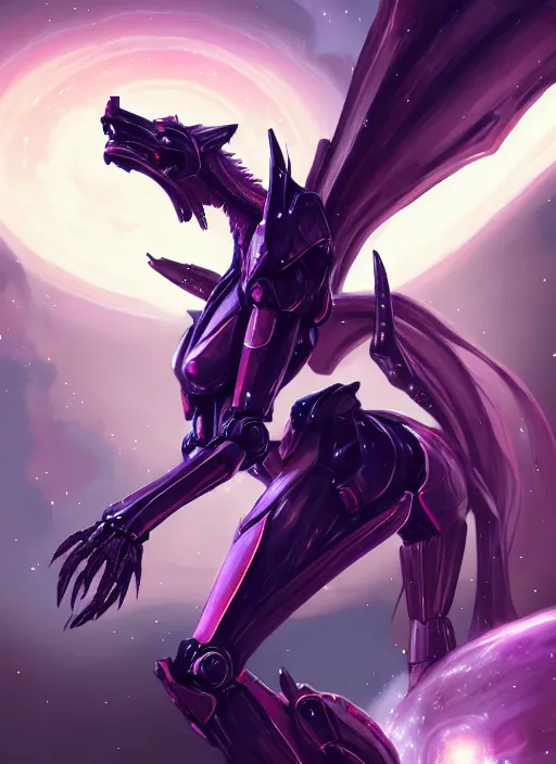 Prompt: cinematic goddess shot, cosmic sized perfectly proportioned stunning beautiful hot anthropomorphic robot mecha female dragon, in space, nebula background, larger than galaxies, holding galaxy, sharp claws, sleek silver armor, epic proportions, epic size, epic scale, digital art, furry art, macro art, dragon art, giantess art, warframe fanart, furaffinity, deviantart