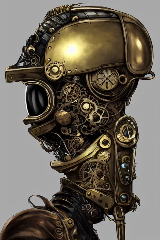 Image similar to steampunk helmet fantasy art mask robot ninja stylized digital illustration sharp focus, elegant intricate digital painting artstation concept art global illumination ray tracing advanced technology chaykin howard and campionpascale and cooke darwyn and davis jack