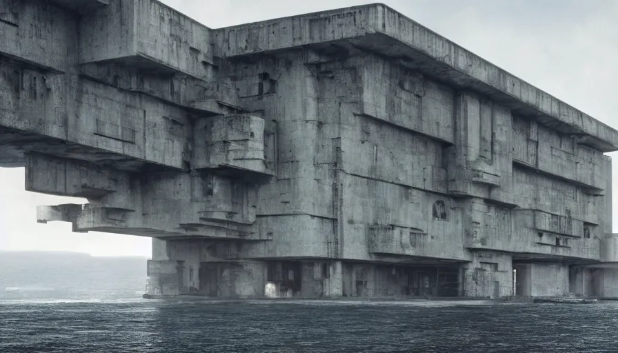 Image similar to big brutalist imperial military base on cliffs, drawing architecture, cinematic shot, by greig fraser, by emmanuel lubezki, robert richardson, hoyte van hoytema, roger deankins, janusz kaminski, alejandro inarritu