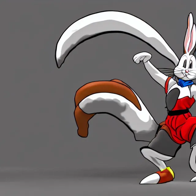 Prompt: bugs bunny in mortal kombat, 3 d videogame render, 4 k