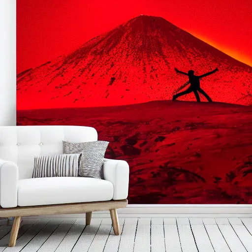 Prompt: dancing derwish in red on a volcano, wallpaper