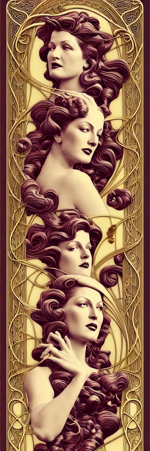 Prompt: the source of future growth dramatic, elaborate emotive 3D Art Nouveau styles to emphasise beauty as a transcendental, seamless pattern, symmetrical, large motifs, hyper realistic, 8k image, 3D, supersharp,Art nouveau 3D curves and swirls, Glass and Gold pipes, Rita Hayworth, long wavy hair, vibrant jasmine and cherry blossom flowers, satin ribbons, pearls and gold chains, iridescent and black and rainbow colors , perfect symmetry, iridescent, High Definition, Octane render in Maya and Houdini, light, shadows, reflections, photorealistic, masterpiece, smooth gradients, no blur, sharp focus, photorealistic, insanely detailed and intricate, cinematic lighting, Octane render, epic scene, 8K