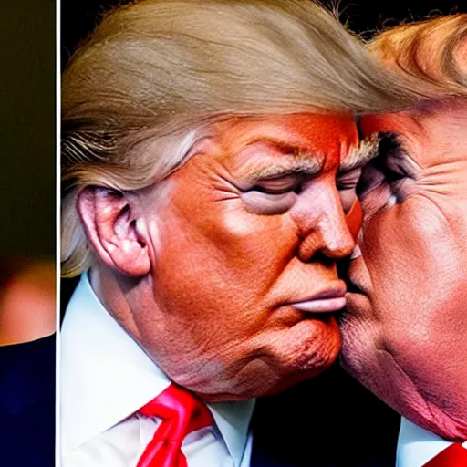 Prompt: donald trump and joe biden kissing