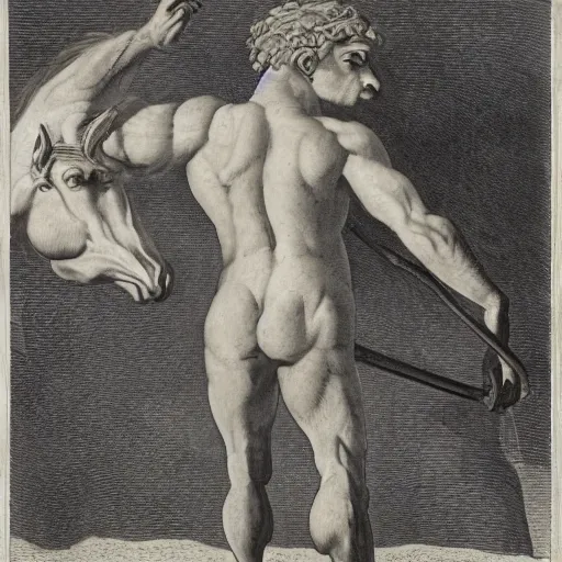 Prompt: Centaur with the body of a man and the head of a horse