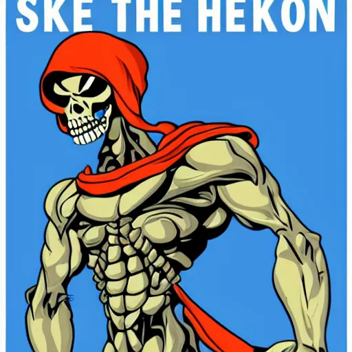 Prompt: Skeletor in the style of the Obama hope poster