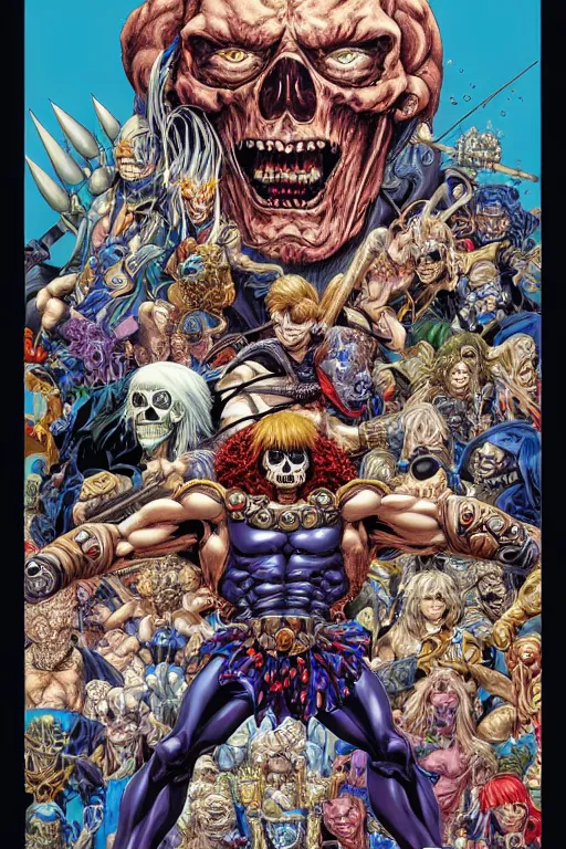 Image similar to portrait of crazy he - man skeletor, symmetrical, by yoichi hatakenaka, masamune shirow, josan gonzales and dan mumford, ayami kojima, takato yamamoto, barclay shaw, karol bak, yukito kishiro