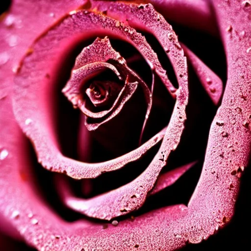 Image similar to award - winning macro of a beautiful black rose made of glowing molten magma