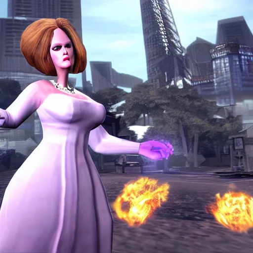 Image similar to an in-game screenshot of Adele as a character in Time Splitters Future Perfect