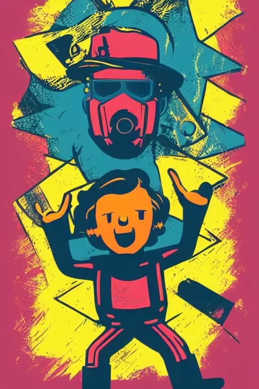 Image similar to fallout 7 6 retro futurist illustration art by butcher billy, sticker, colorful, illustration, highly detailed, simple, smooth and clean vector curves, no jagged lines, vector art, smooth andy warhol style