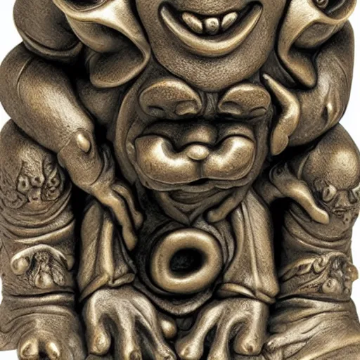 Image similar to feng shui, frog, fantasy, hear no evil, see no evil, speak no evil statues, ultra detailed,