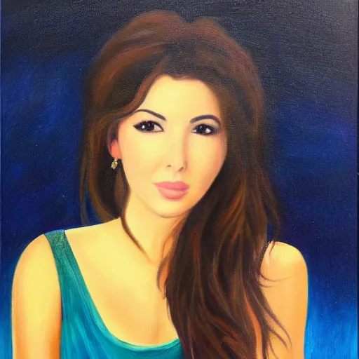 Image similar to nancy ajram, oil painting