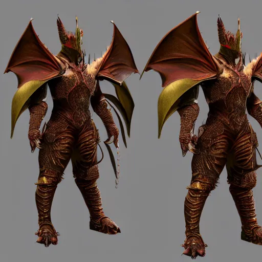 Prompt: epic dragon armor 3d modeling reference very detailed