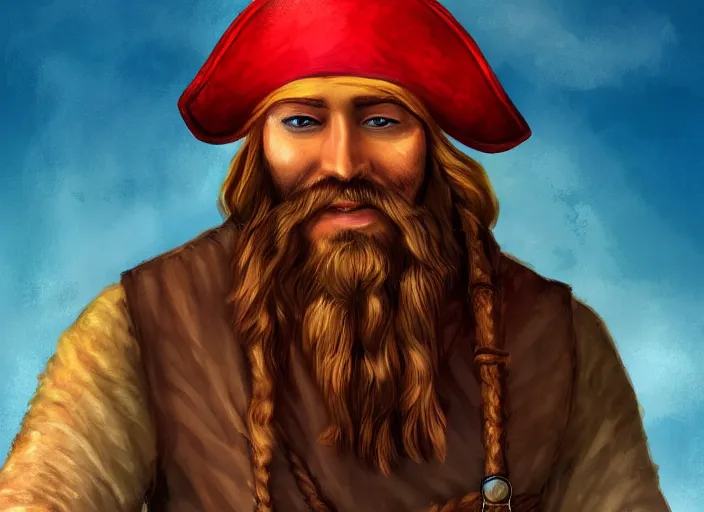 Image similar to a bearded pirate, digital art
