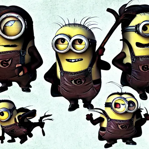 Image similar to The minions in The Walking Dead Digital art very detailed 4K quality Super Realistic