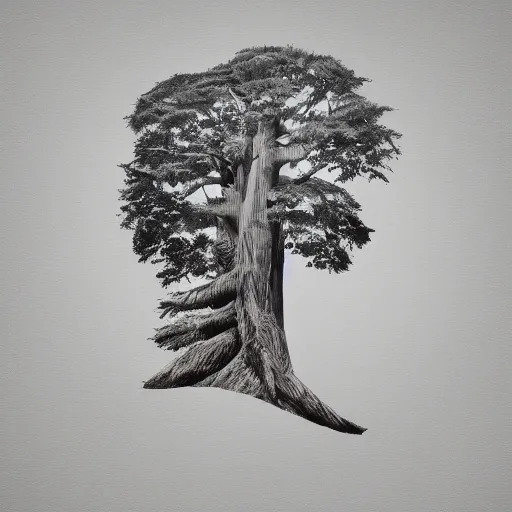 Image similar to digital painting of cedar of lebanon in the shape of a masculine strong man, abstract, post processing, ultra detailed, trending on artstation