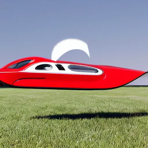Image similar to 1950s red sporty electric flying hovercar 35mm 8k product photo