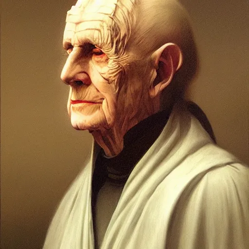 Prompt: Painting of Emperor Palpatine. Art by william adolphe bouguereau. During golden hour. Extremely detailed. Beautiful. 4K. Award winning.