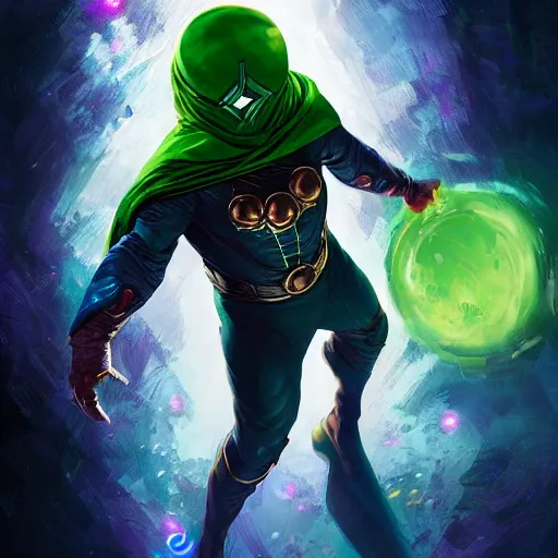 Image similar to Mysterio from Marvel Comics, by Stanley Artgerm Lau, WLOP, Rossdraws, James Jean, Andrei Riabovitchev, Marc Simonetti, Yoshitaka Amano, ArtStation, CGSociety,