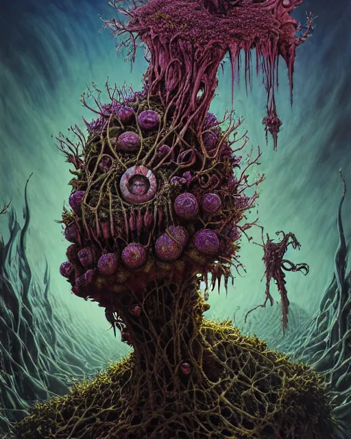 Image similar to the platonic ideal of flowers, rotting, insects and praying of cletus kasady carnage thanos dementor wild hunt chtulu mandelbulb schpongle electron microscope bioshock xenomorph akira, ego death, decay, dmt, psilocybin, concept art by randy vargas and zdzisław beksinski