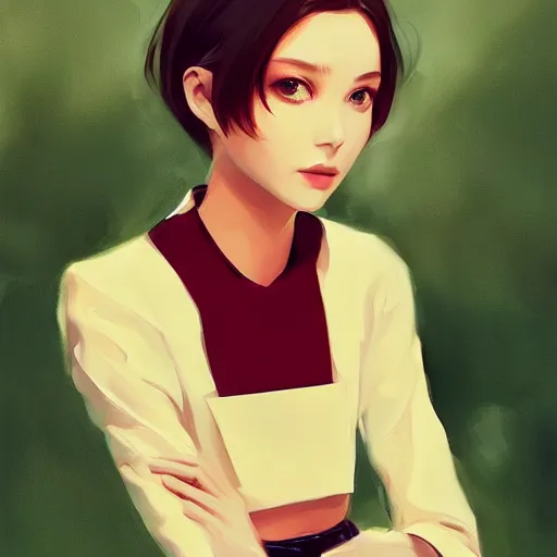 Prompt: vogue magazine, instagram fashion, elle magazine, ilya kuvshinov, john singer sargent, oil painting, shaft anime key visual, trending on artstation, crop top, blazer, jeans, intricate