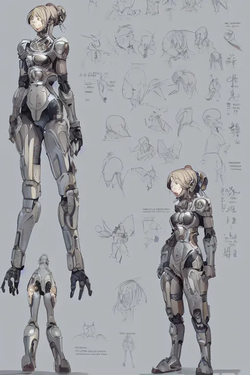 Prompt: the cute cyborg mother, character concept, character reference sheet, front and side views, by Makoto Shinkai, Stanley Artgerm Lau, WLOP, Rossdraws, James Jean, Andrei Riabovitchev, Marc Simonetti, krenz cushart, Sakimichan, trending on ArtStation, digital art, character design, lou romano color scheme
