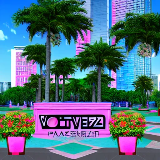 Image similar to Vaporwave plaza