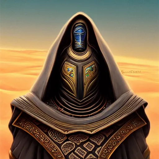 Image similar to detailed portrait of emperor of dune muad'dib, old roman style, non - reflective gray neon cloak, decorated with traditional atreides ornaments by rhads, makoto shinkai cyril rolando, madgwick illustrated, perfect face, fine details, realistic shaded, fine - face, pretty face