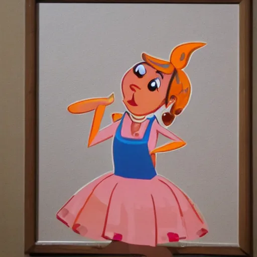 Image similar to a peach character dancing in a kitchen, kitchen interior, highly detailes