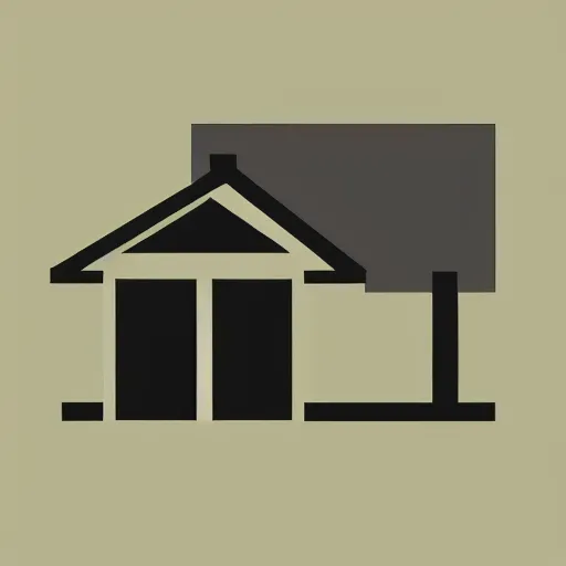 Image similar to logo of a building and a house, minimalistic, vectorized logo style