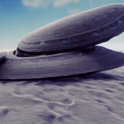 Image similar to ! dream 8 k hd detailed octane render of an alien spaceship crashed on a beach