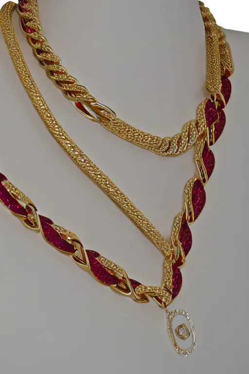 Image similar to miami cuban link chain with diamonds and rubies set in each link