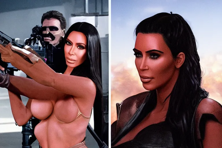 Image similar to VFX movie where Kim Kardashian plays the Terminator by James Cameron