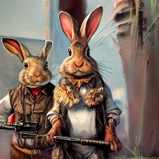 Image similar to rabbit gangster by James Gurney.