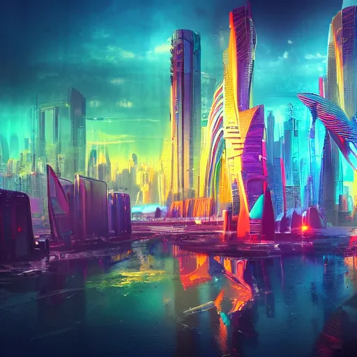 Prompt: Futuristic colorful city, 4k, cinematic, trending on artstation, high quality,