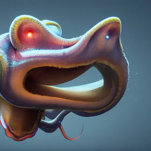 Prompt: hyperrealistic dslr film still of amorphous squid with manlike teeth and eyebrows, stunning 8 k octane comprehensive 3 d render, inspired by istvan sandorfi & greg rutkowski & unreal engine, perfect symmetry, dim volumetric cinematic lighting, extremely hyper - detailed, extremely lifelike attributes & lifelike texture, intricate, masterpiece, artstation, stunning