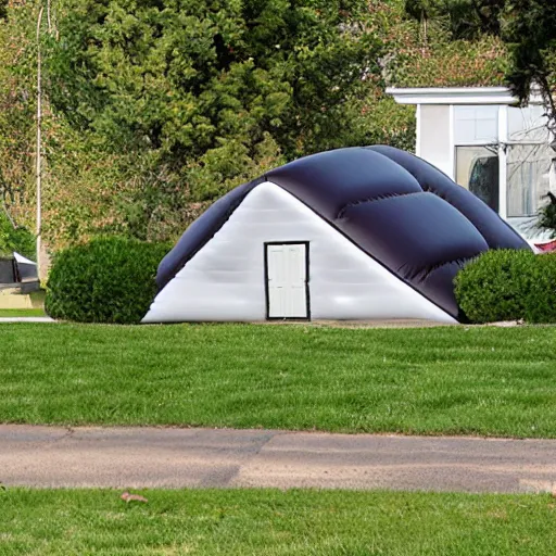 Image similar to a deflating house in a suburban neighborhood