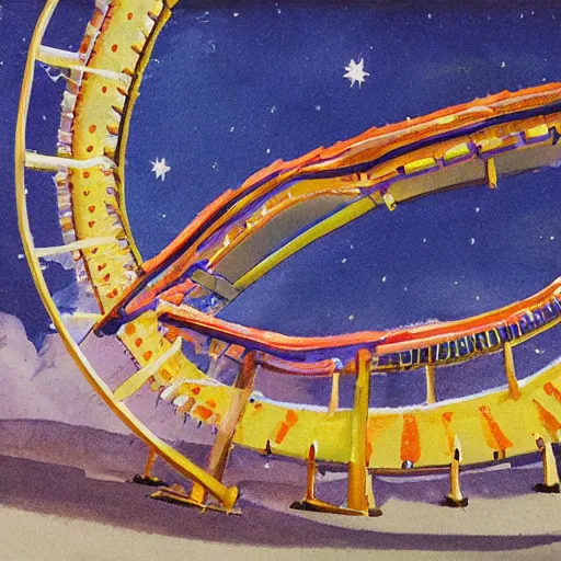 Prompt: Liminal space in outer space, Rollercoaster