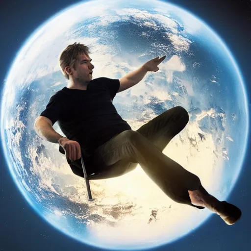 Image similar to andreas mogensen floating in space.